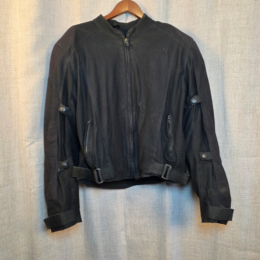 Mossi Padded Motorcycle Jacket Men's 44 Black Mesh Warm Weather Riding Safety‎